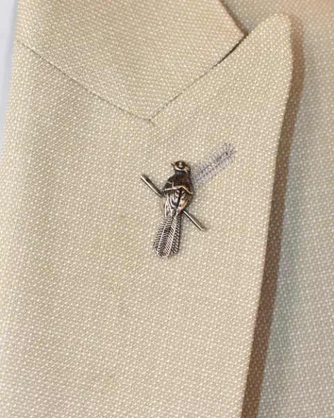 Silver Bird Twig Lapel Pin forhim.ke