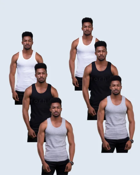 Men's 6-Pack Cotton Vests forhim.ke