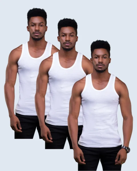 3 White Cotton Vests forhim.ke