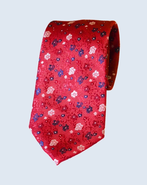 Crimson Navy Micro-Flower Tie
