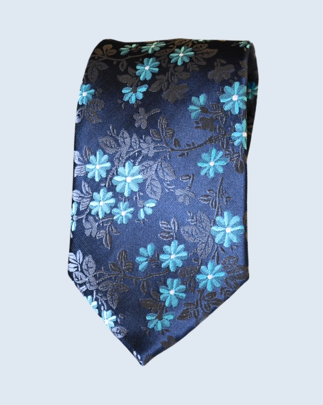 Midnight Teal Blossom Tie