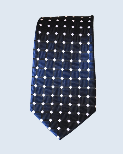 Navy Blue & White Squares Tie