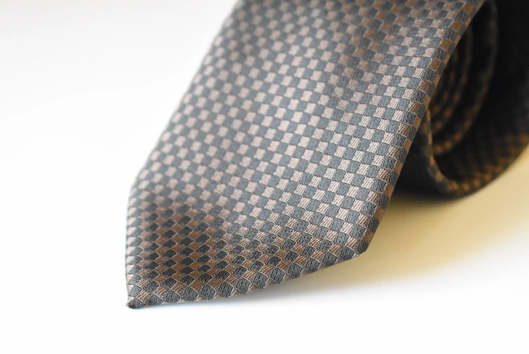 Checkered Elegance Black & Brown Tie