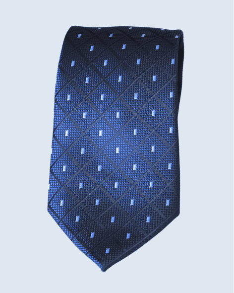 Navy Blue Grid Dot Tie