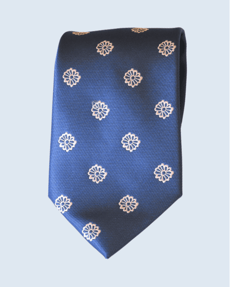 Navy Gold Floral Medallion Tie