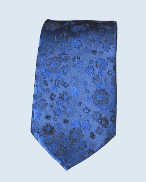 Royal Blue Floral Foulard Tie