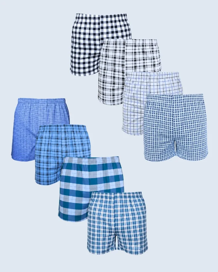 8-Pack Assorted Checkered & Plaid Loose Fit Boxers