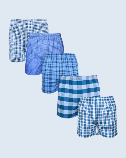 5-Pack Blue Assorted Checkered Boxers