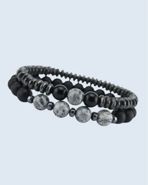 21cm Premium Black Stone Beads Bracelet