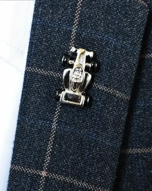Silver F1 Racing Car Lapel Pin forhim.ke