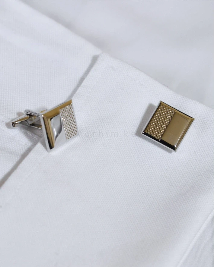 Half-Textured Silver Square Cufflinks at ForHim.ke.