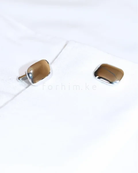 Minimalist Silver Polished Rectangular Cufflinks