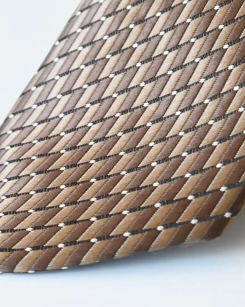 Coffee Brown Geometric Weave Necktie
