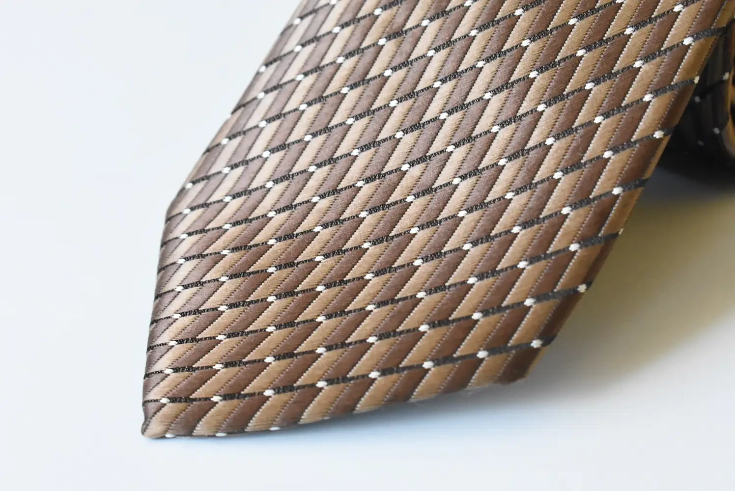 Coffee Brown Geometric Weave Necktie