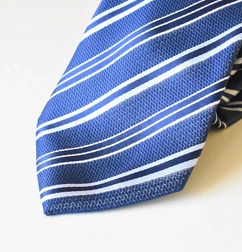 Navy Blue Textured Multi-Stripe Tie