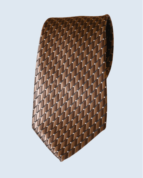 Coffee Brown Geometric Weave Necktie