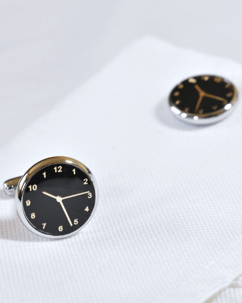 Onyx Watch Face Circular Cufflinks