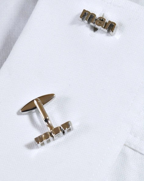 Polished Silver "Man" Script Cufflinks