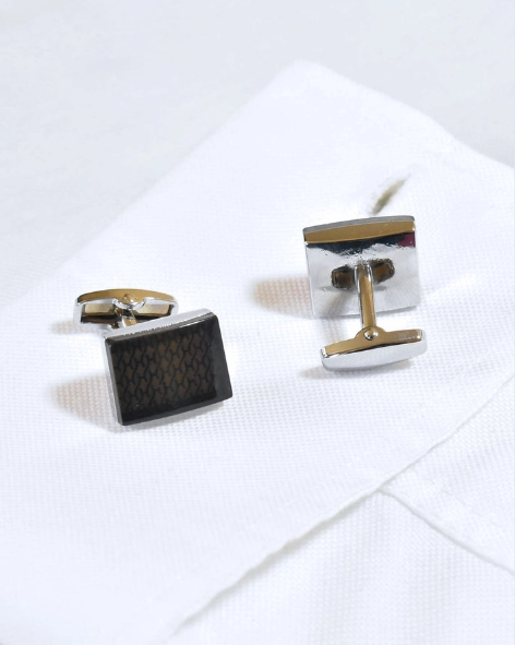 Patterned Onyx Rectangular Cufflinks