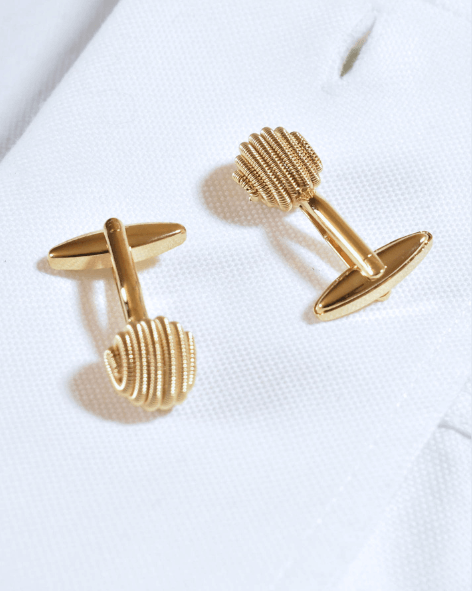 Gold Ribbed Sphere Cufflinks