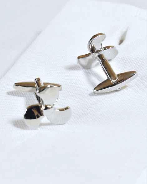 Polished Silver Propeller Cufflinks
