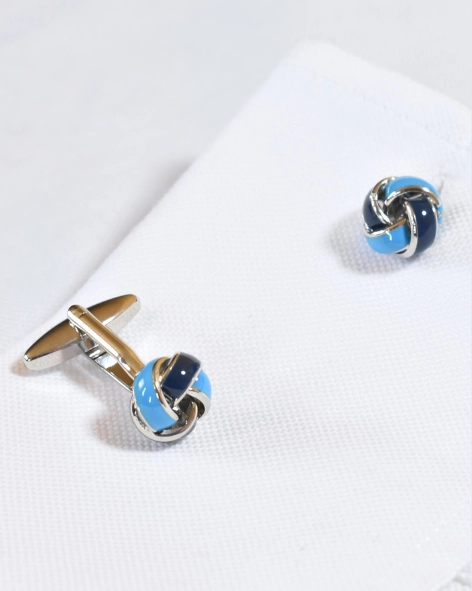 Silk-Style Metallic Knot Cufflinks