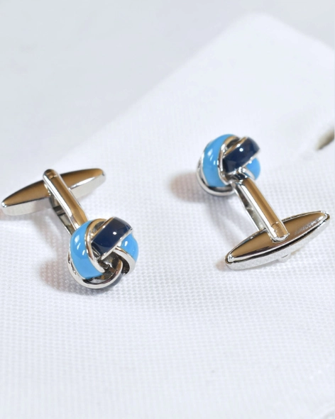 Silk-Style Metallic Knot Cufflinks