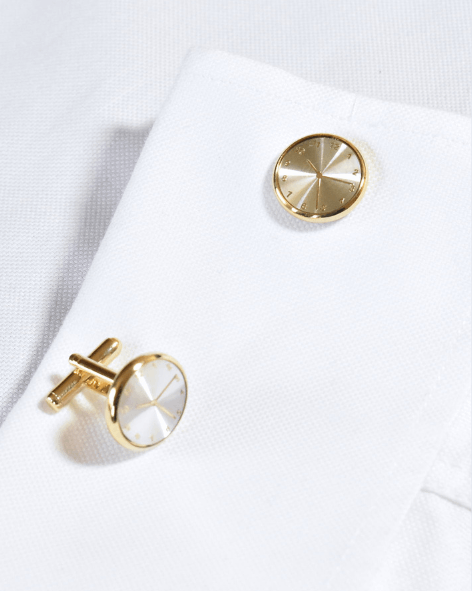 Gold Clock Face Circular Cufflinks