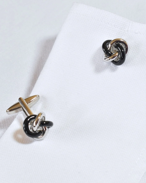 Silver and Black Love Knot Cufflinks