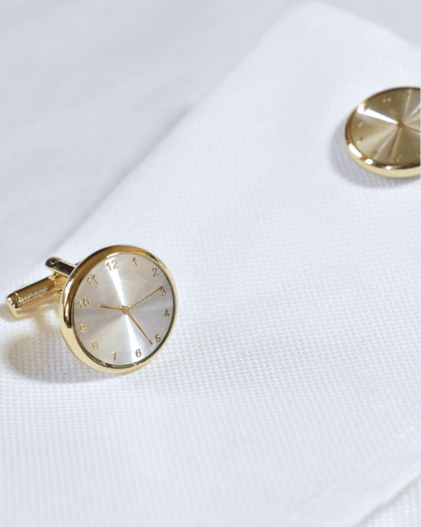 Gold Clock Face Circular Cufflinks