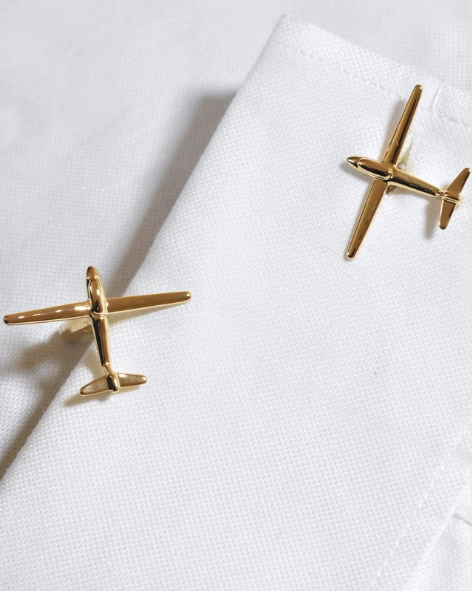 Gold Airplane Cufflinks