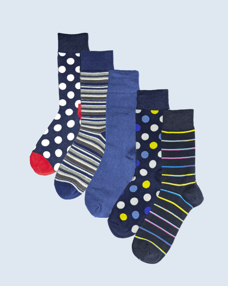5-Pack Modern Patterned Cotton Socks