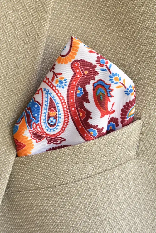 Vibrant Multicolor Paisley Pocket Square