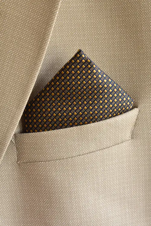 Gold and Navy Geometric Pocket Square