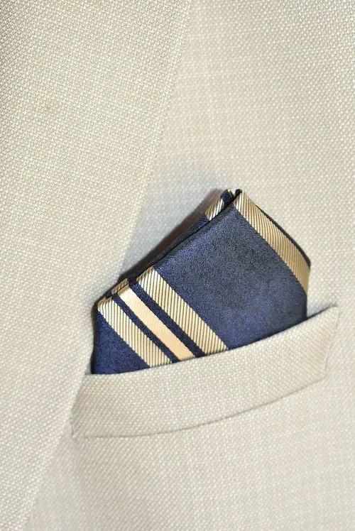 Navy and Gold Regal Striped Pocket Square