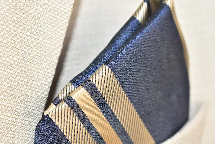 Navy and Gold Regal Striped Pocket Square