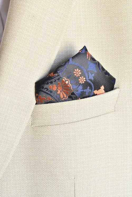 Charcoal Floral Jacquard Pocket Square