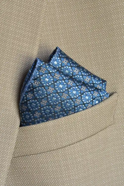 Steel Blue Geometric Tile Pocket Square