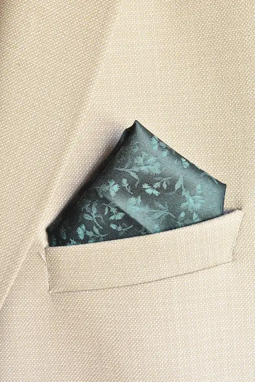 Emerald Floral Jacquard Pocket Square