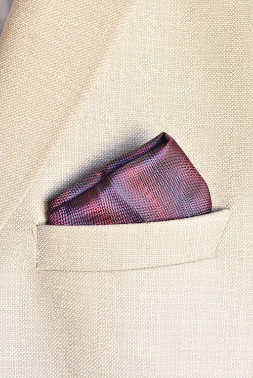 Crimson and Blue Two-Tone Textured Pocket Square