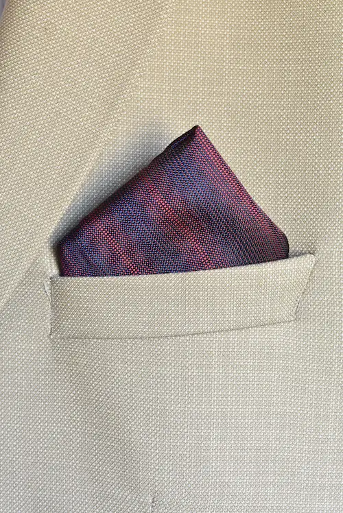 Crimson and Blue Two-Tone Textured Pocket Square