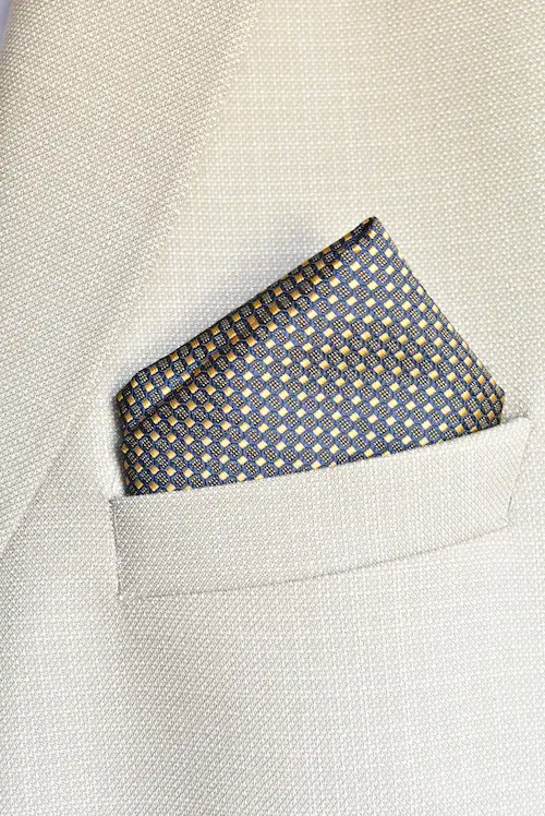 Gold and Navy Geometric Pocket Square