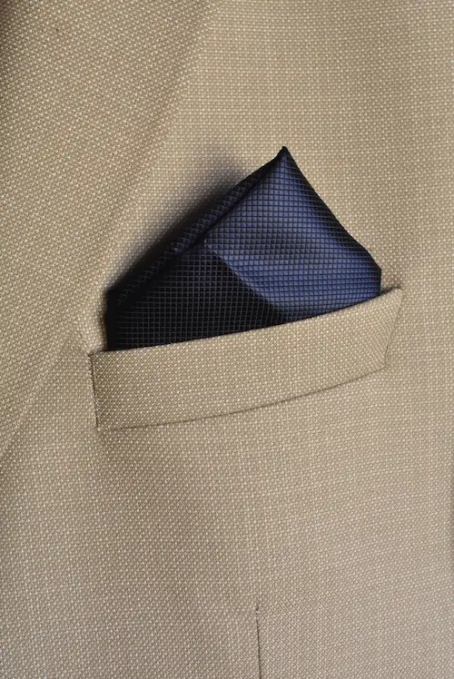 Midnight Navy Micro-Grid Pocket Square