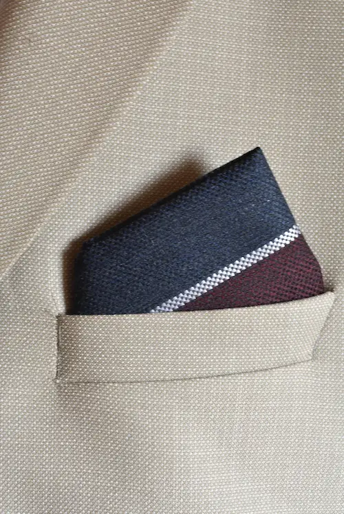 Navy and Burgundy Multi-Panel Textured Pocket Square