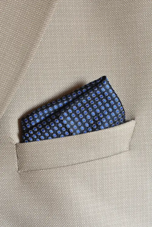 Navy and Electric Blue Micro-Medallion Pocket Square