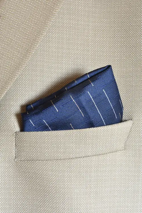 Navy Blue Abstract Geometric Striped Pocket Square