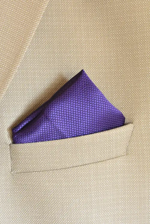 Royal Purple Woven Micro-Check Pocket Square