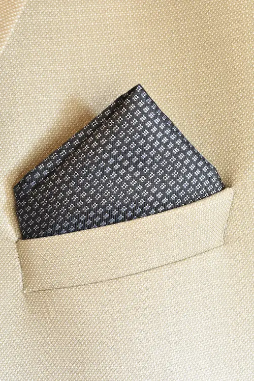 Midnight Navy and Silver Geometric Diamond Pocket Square