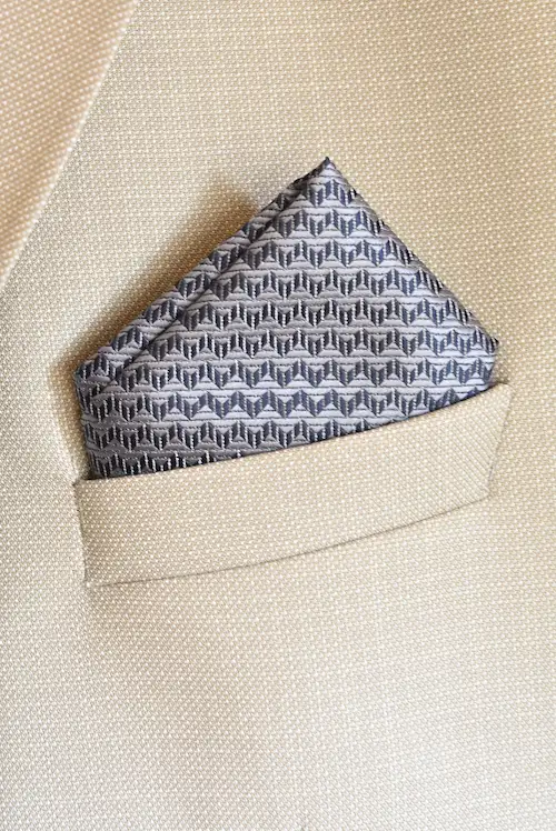 Sterling Silver 3D Geometric Chevron Pocket Square