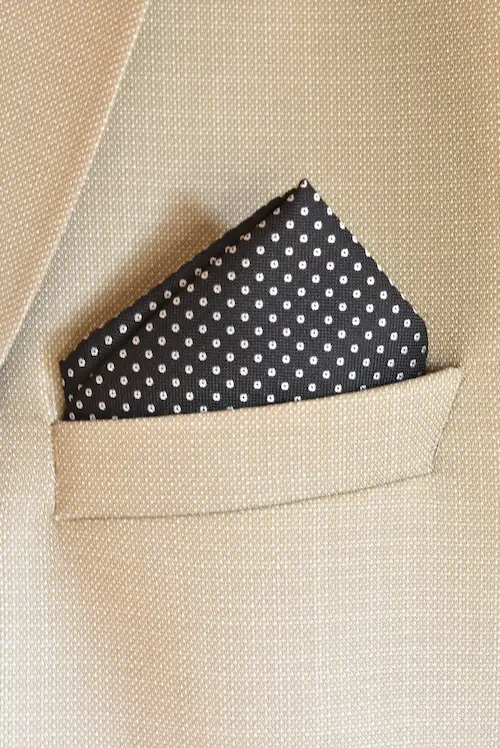 Onyx Black and White Pin-Dot Micro-Floral Pocket Square